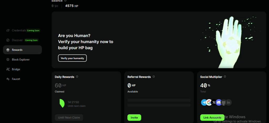 Huamnity protocol rewards
